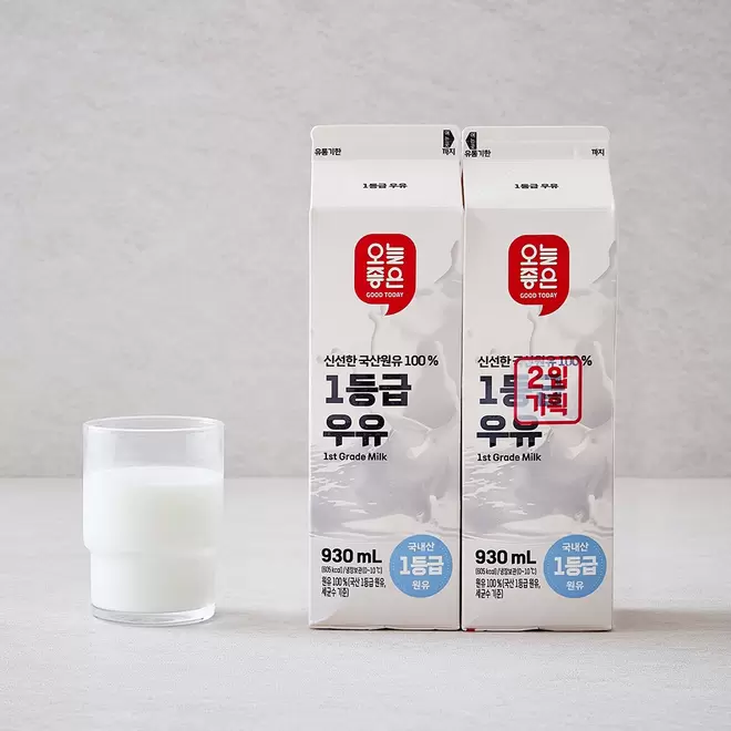 롯데마트에서 오늘좋은 1등급우유 (930ML*2) 3990원 제공