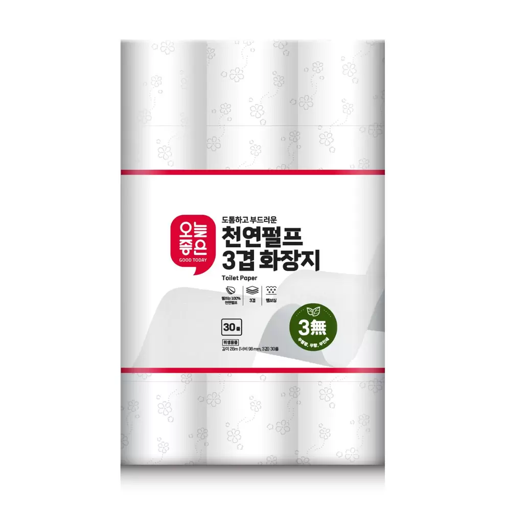 롯데마트에서 오늘좋은 천연펄프 3겹 화장지 (28M*30롤) 12900원 제공