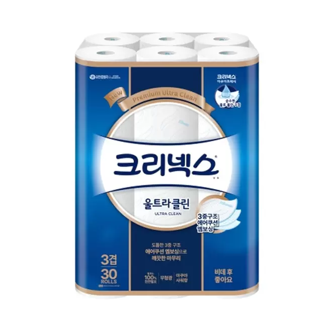 롯데마트에서 크리넥스 울트라클린 3겹 화장지 (30M*30롤) 32200원 제공