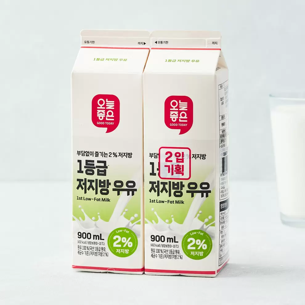 롯데마트에서 오늘좋은 1등급 저지방우유 (900ML*2) 3990원 제공