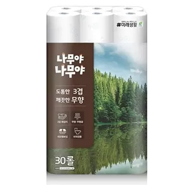 롯데마트에서 나무야 깨끗한 무향 3겹 화장지 (27M*30롤) 9990원 제공