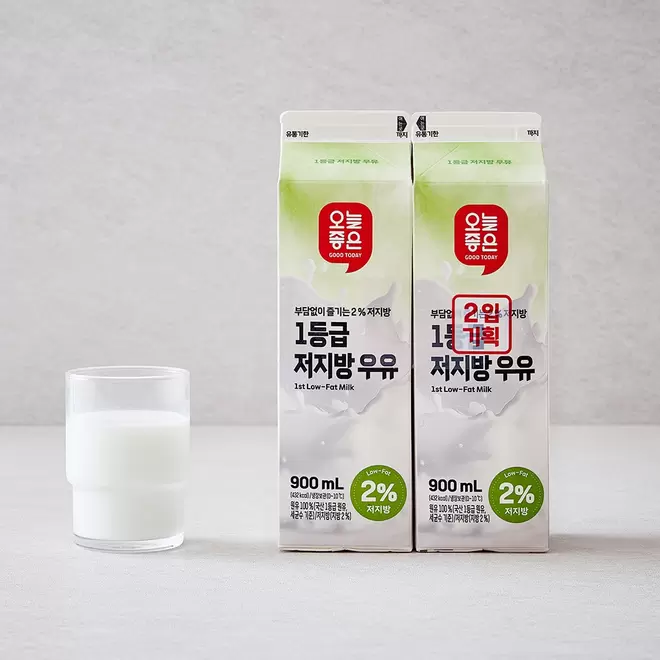 롯데마트에서 오늘좋은 1등급 저지방우유 (900ML*2) 3990원 제공