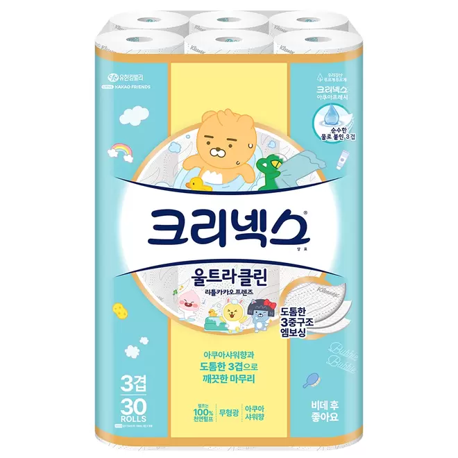 롯데마트에서 크리넥스 울트라 3겹 카카오프렌즈 화장지 (30M*30롤) 35800원 제공