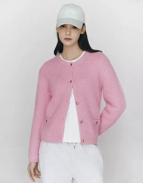 지오다노에서 NEW 여자 부클 트위드 라운드넥 가디건 3GG 63840원 제공